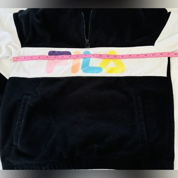 Fila Y2K Style 1/4 Zip Pullover Fleece Black Color Logo Womens Size Small - Picture 8 of 10